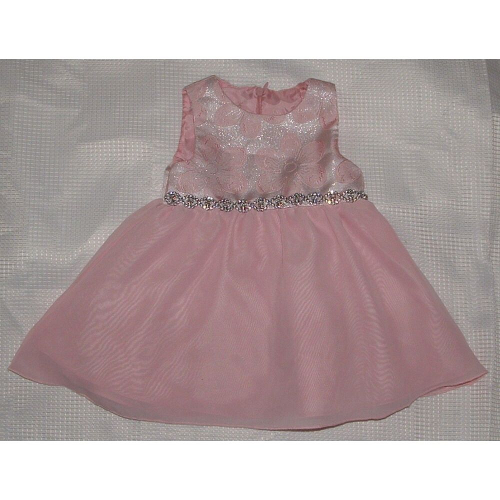 Girls Sz 12 Months Pink Sleeveless Embellished Sparkly Brocade Dress PURPLE ROSE